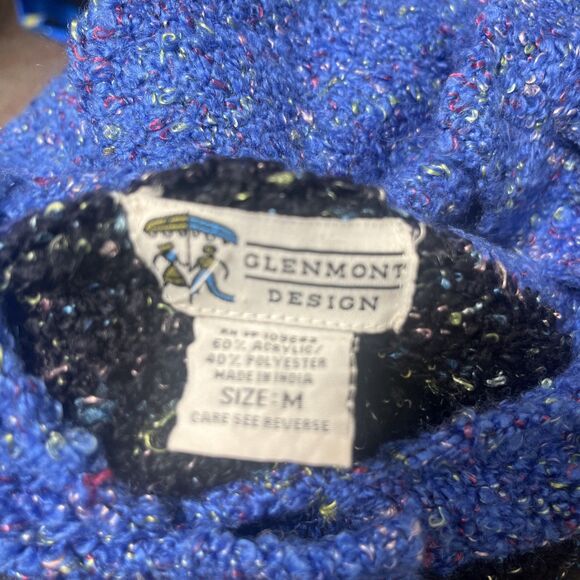 GLENMONT DESIGN Women’s Vintage Cardigan Black/Blue Sweater Large Buttons Medium - Picture 11 of 11